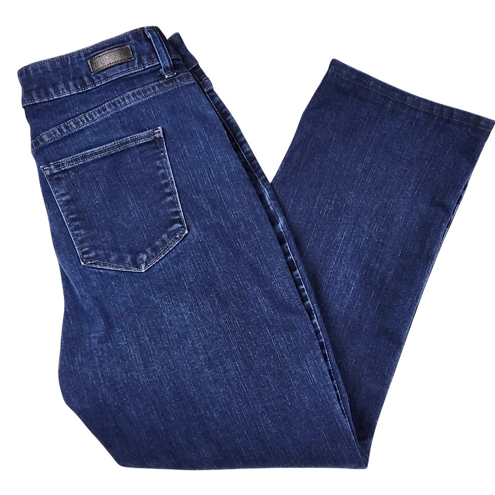 Lee 1889 Classic High Rise Straight Blue Denim Jeans Womens 12M Stretch Hemmed
